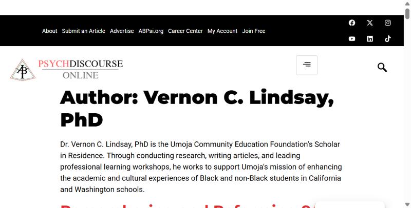 An author page with bio