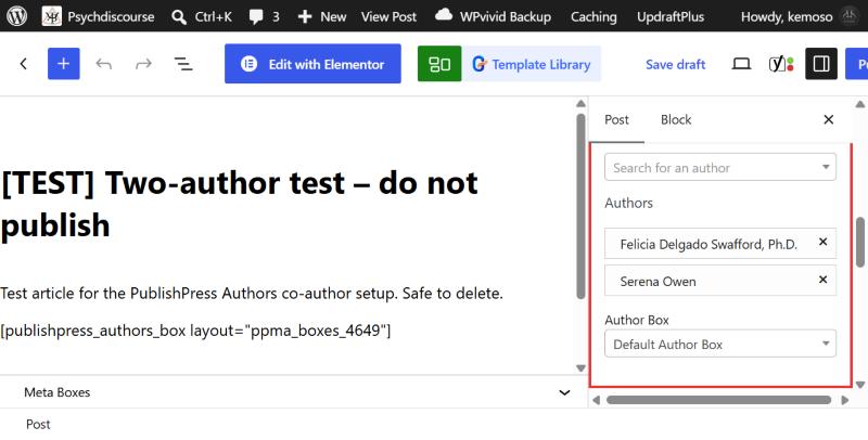 Authors panel in the article sidebar with two authors