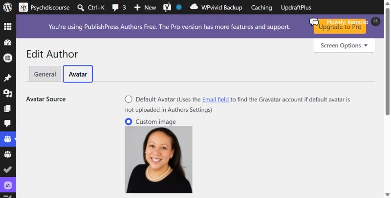 Avatar tab with a custom image